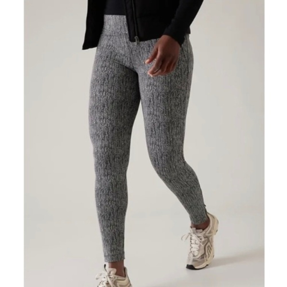 Athleta Delancey Textured Moto Tight Black White Ankle Zip Leggings Size Small